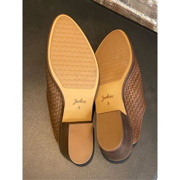 Zodiac  Quartz-3  Brown Leather Basket Weave Pointed Mule Sandals Women’s Size 8 - Picture 8 of 8